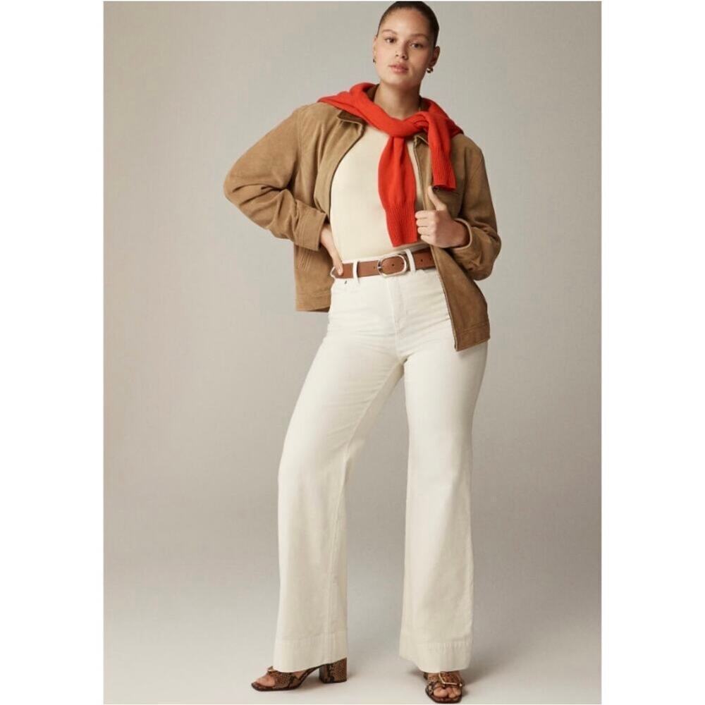 J.Crew Tall Wide Leg Corduroy Trouser Ivory Size 31 Tall NWT